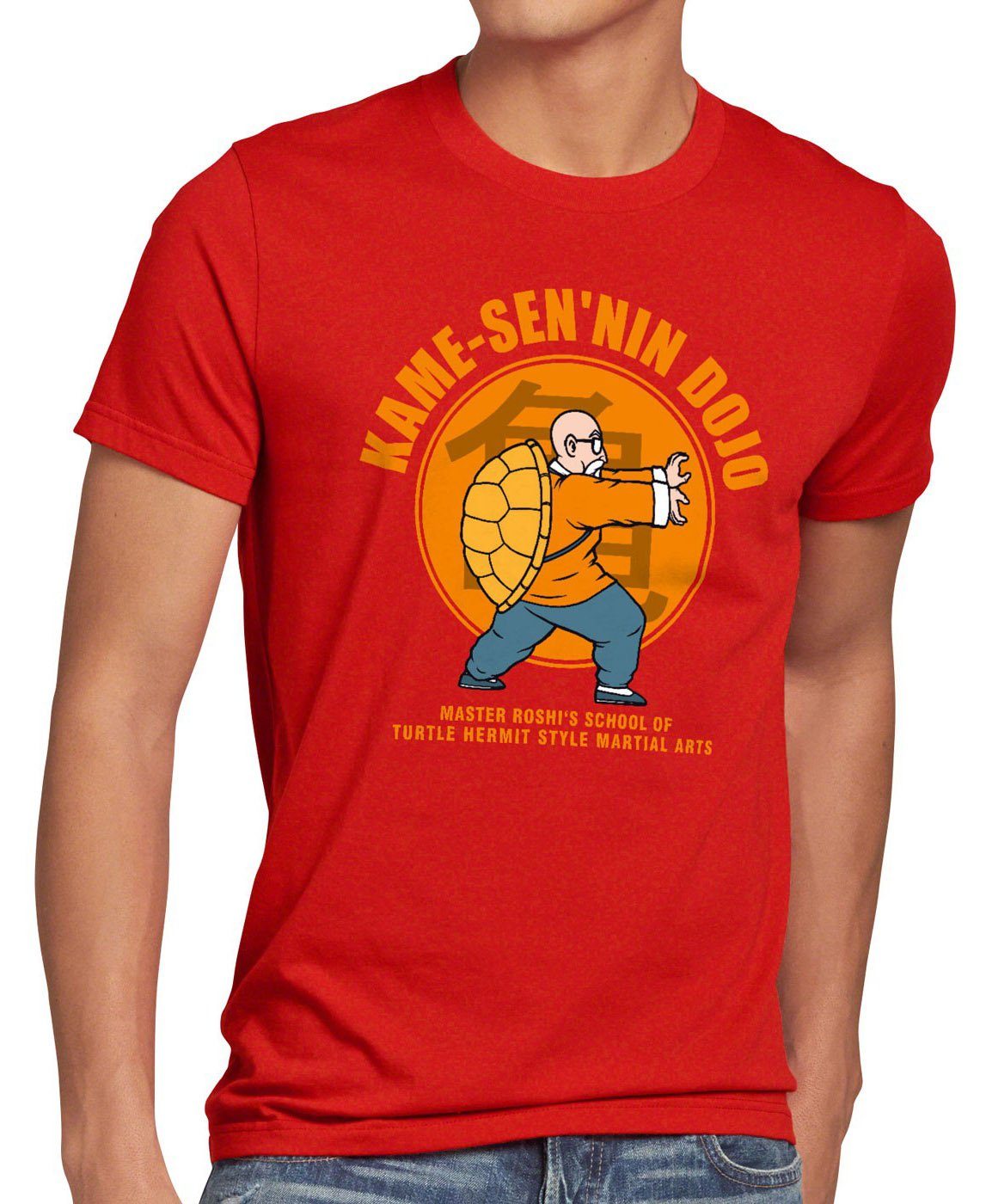 T-Shirt vegeta anime turtle Dojo dragon gt ball style3 songoku z meister Roshi Herren Print-Shirt rot