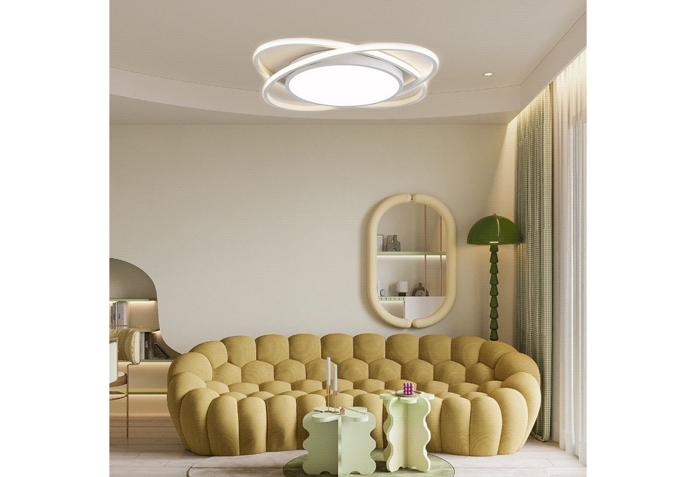 OYLCDI Deckenleuchten LED Deckenlampe Ø40cm,Dimmbar mit Fernbedienung für Wohnzimmer, LED fest integriert, 62W 3000-6500k, Modern Runde Wohnzimmer Schlafzimmer Arbeitszimmer Esszimmer Dekoration Lampen, Mit Speicherfunktion.Lichtfarbe- und Helligkeit eins