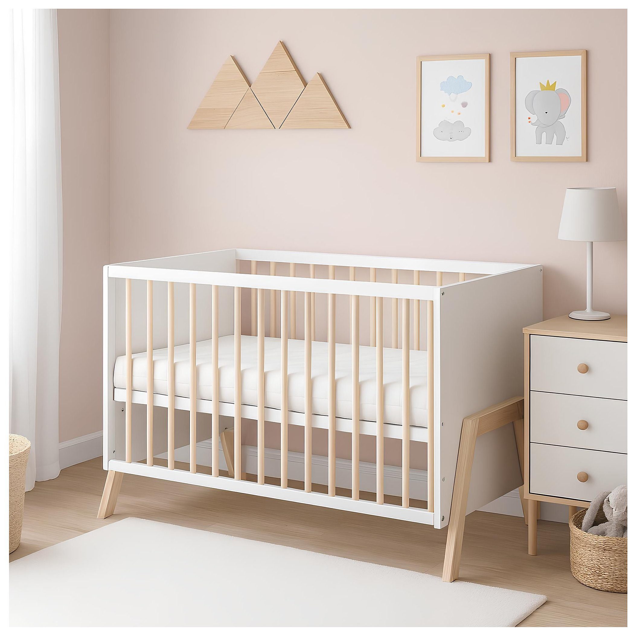 Baby-Delux Babybett Juna Weiß Kiefernholz Schutzgitter, Kinderbett 60x120 w günstig online kaufen