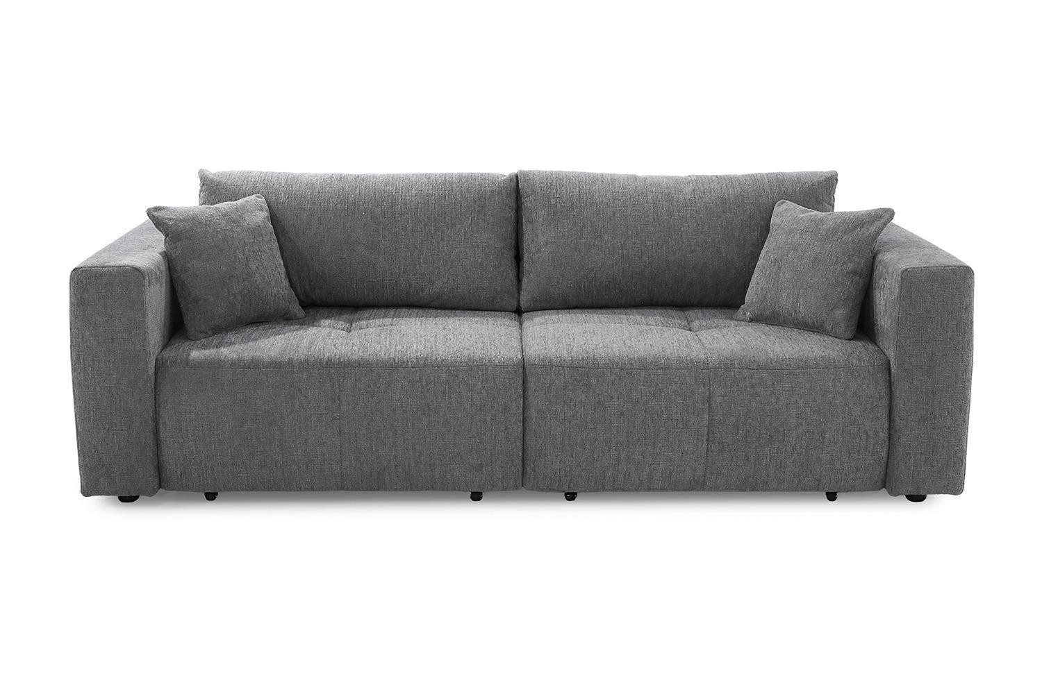 Jockenhöfer Gruppe Big-Sofa RELAX, Grau, Chenille, 2 Bettkästen, Bettfunktion, mit Kissen, B 243 x H 84 x T 115 cm