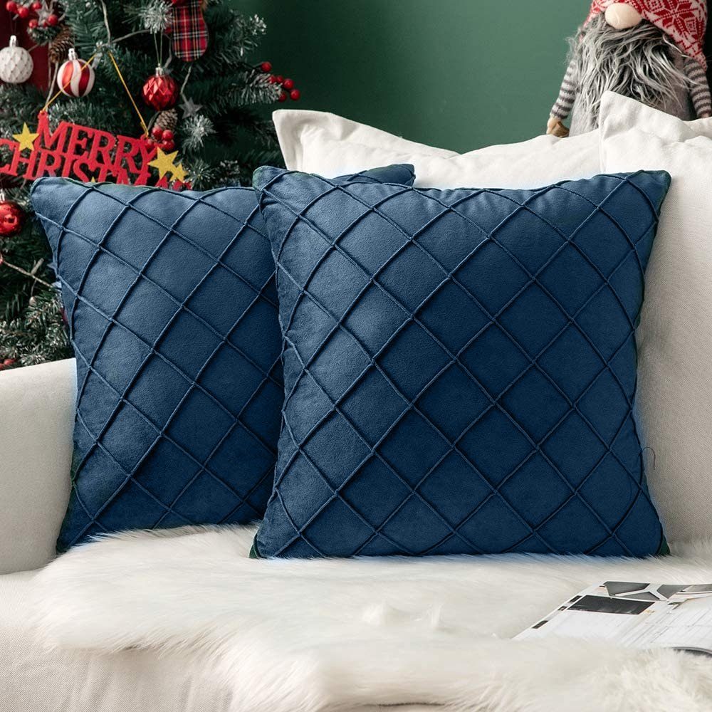 45x45 dekorativen, Moderne Houhence cm Set 2 mit saphirblau Kissenbezug Kissenbezüge Kissenbezüge