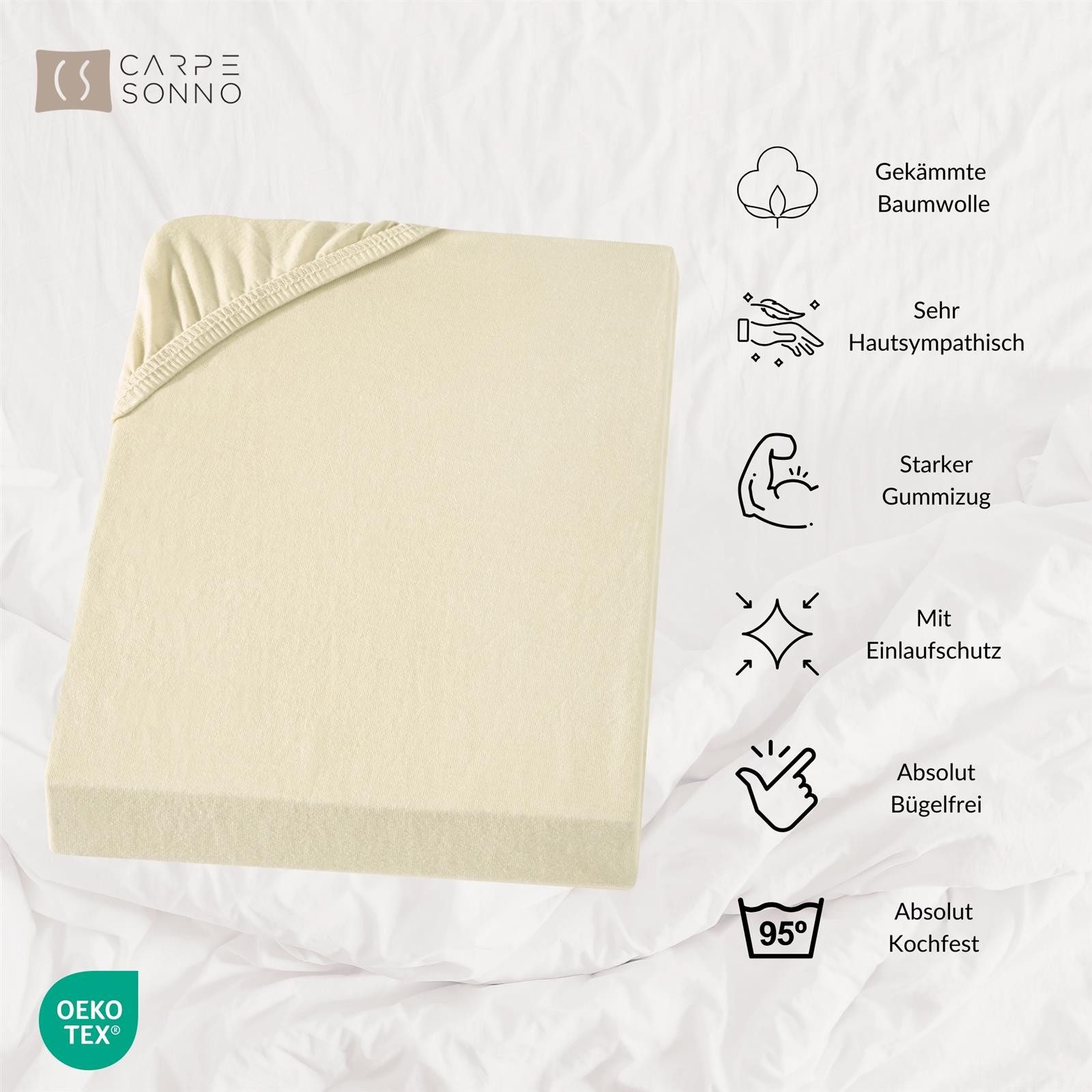 Carpe Sonno Spannbettlaken Boxspringbett Baumwolle 90x200 100x200 140x200 160x200 180x200 200x200, Jersey, Gummizug: rundum, (1 Stück), Jersey Matratzenbezug Be – Bild 4 von 5