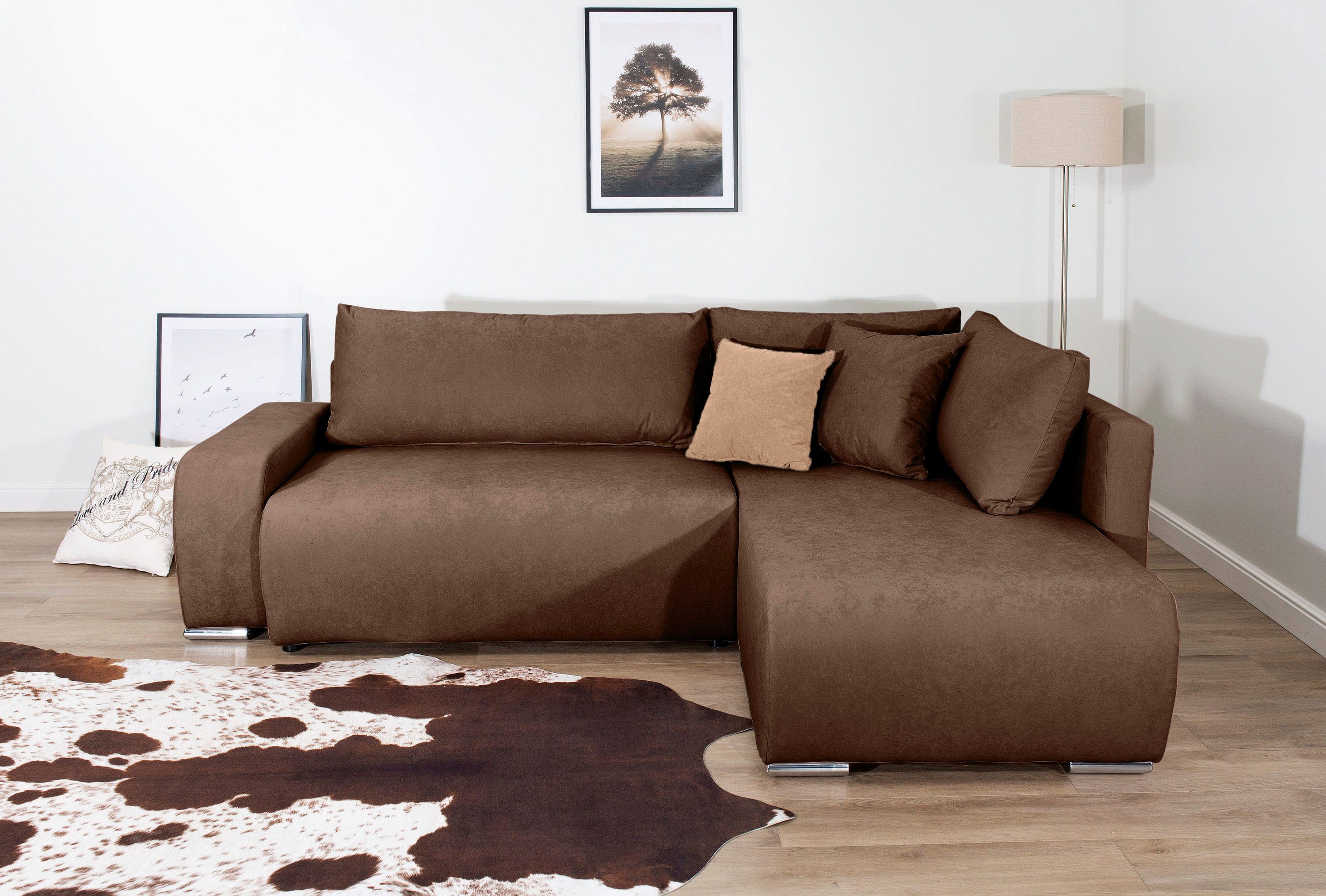 COLLECTION AB Ecksofa Poppy, L-Form, Breite 227 cm mit Schlaffunktion, inkl. Schlaffunktion und Bettkasten