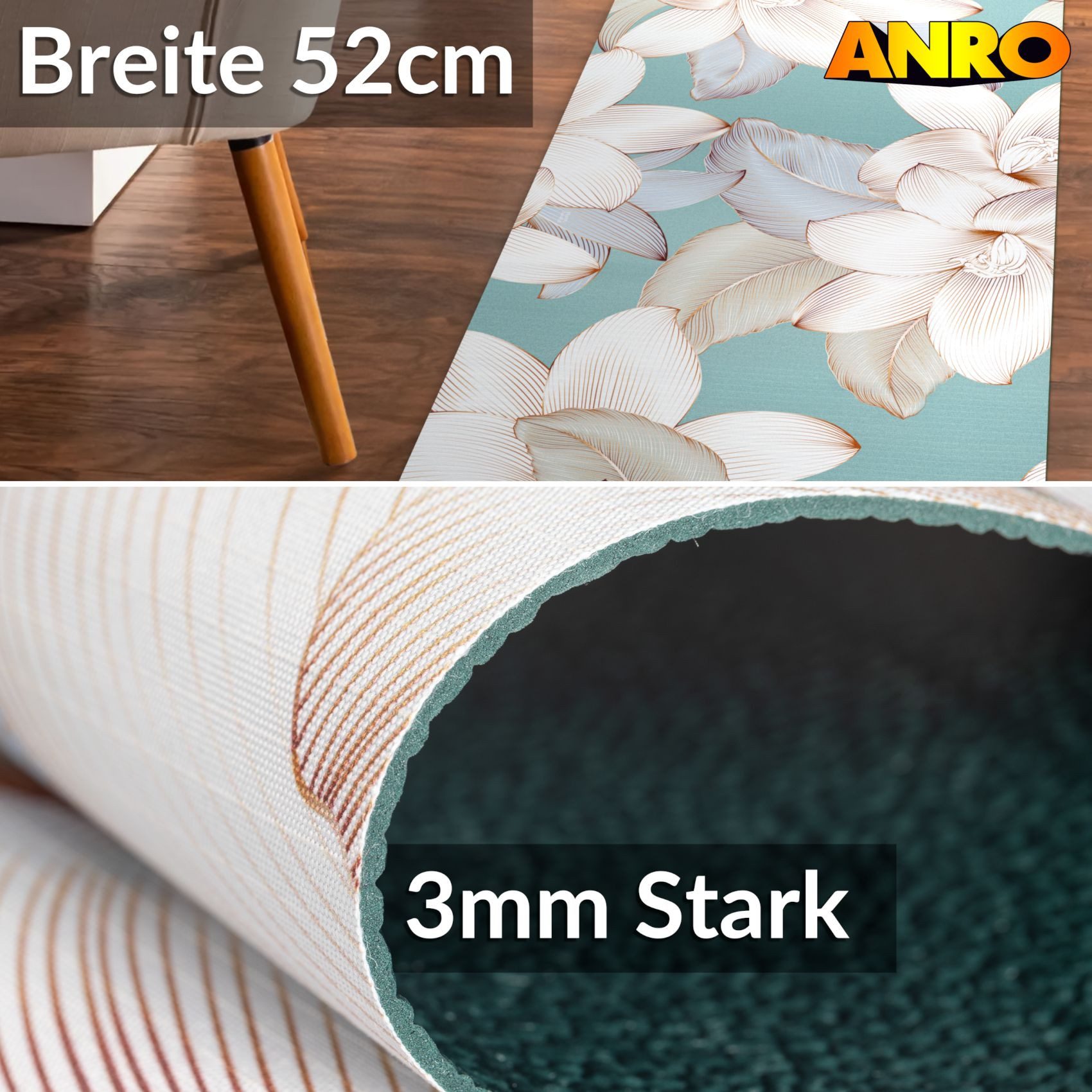 ANRO Küchenläufer GreenLine Teppichläufer Textil, Rechteckig, günstig online kaufen