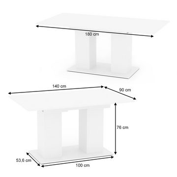 Vicco Esstisch Esszimmertisch ausziehbar DIX 140 - 180 cm Weiß