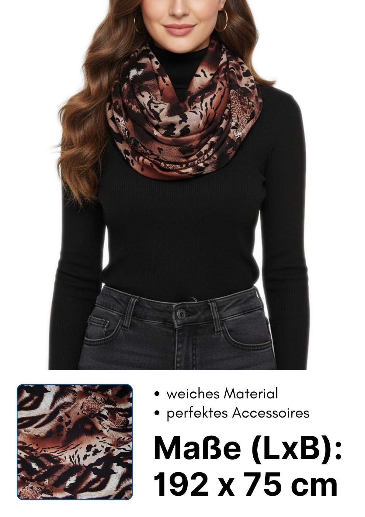dy_mode Loop Damen Loopschal mit Animal-Print Rundschal Schlauchschal, Animal-Print im Leo-Tiger-Look