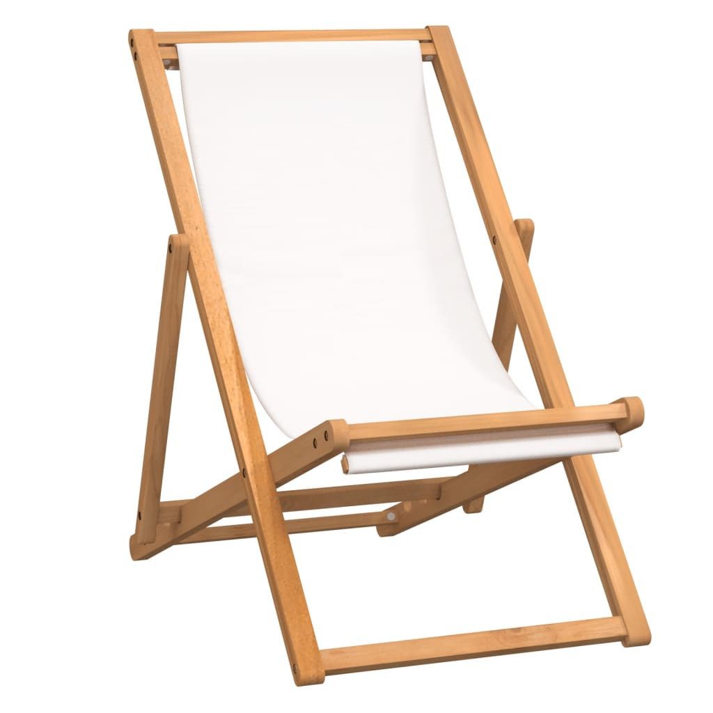 vidaXL Gartenstuhl, Liegestuhl Teak 56x105x96 cm Creme