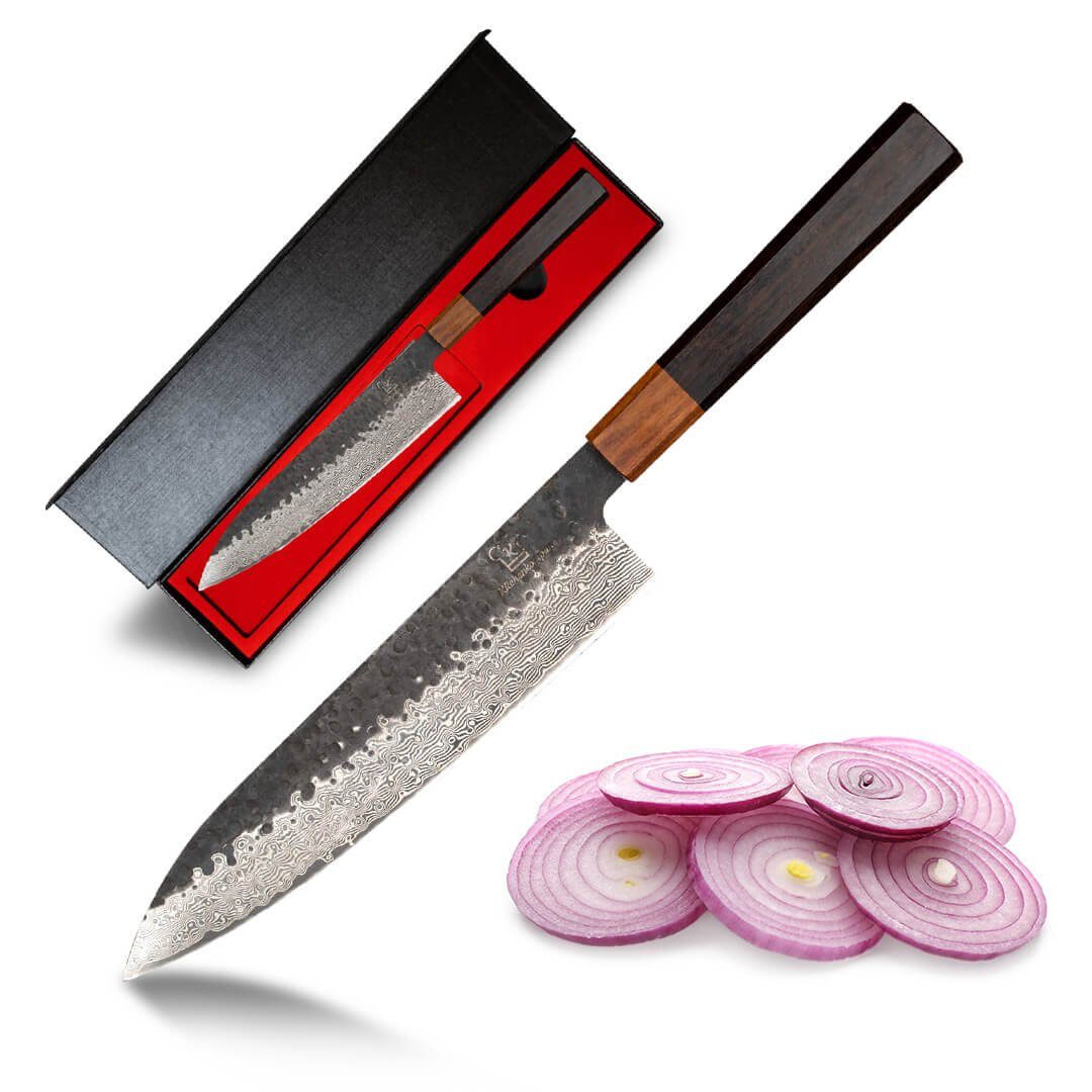 Küchenkompane Fleischmesser Küchenkompane Damast-Chefmesser Shikku, 20cm, VG10 Kern