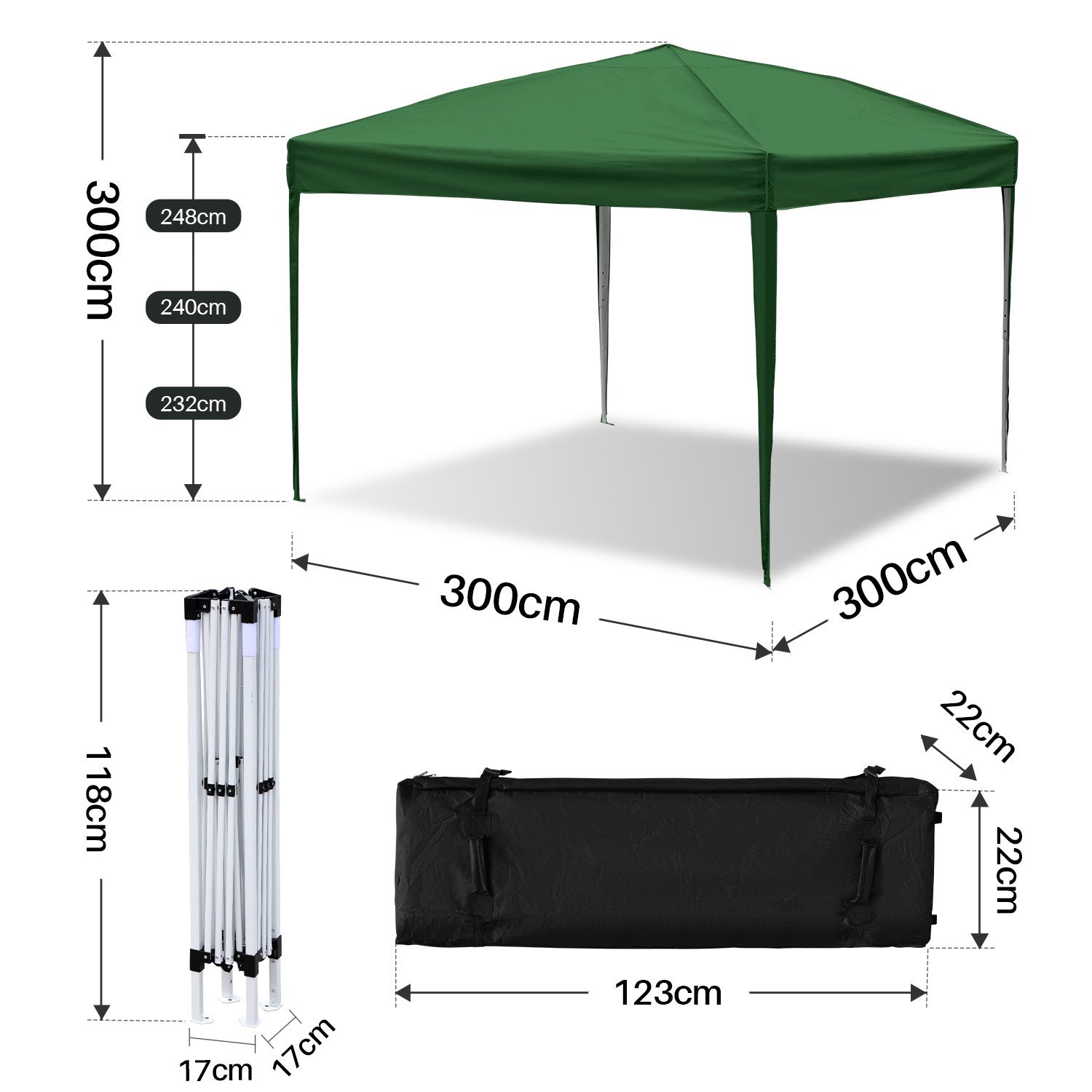 Clanmacy Pavillon Pavillon 3x3m Grün Pop günstig online kaufen