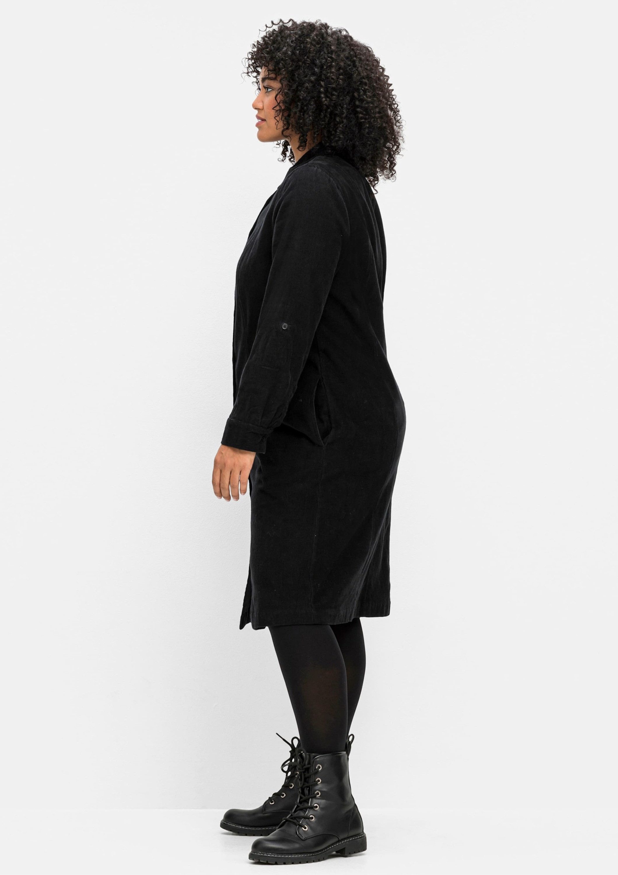 Sheego Etuikleid Cord-Kleid Langarm aus weichem Cord, mit Krempelarm
