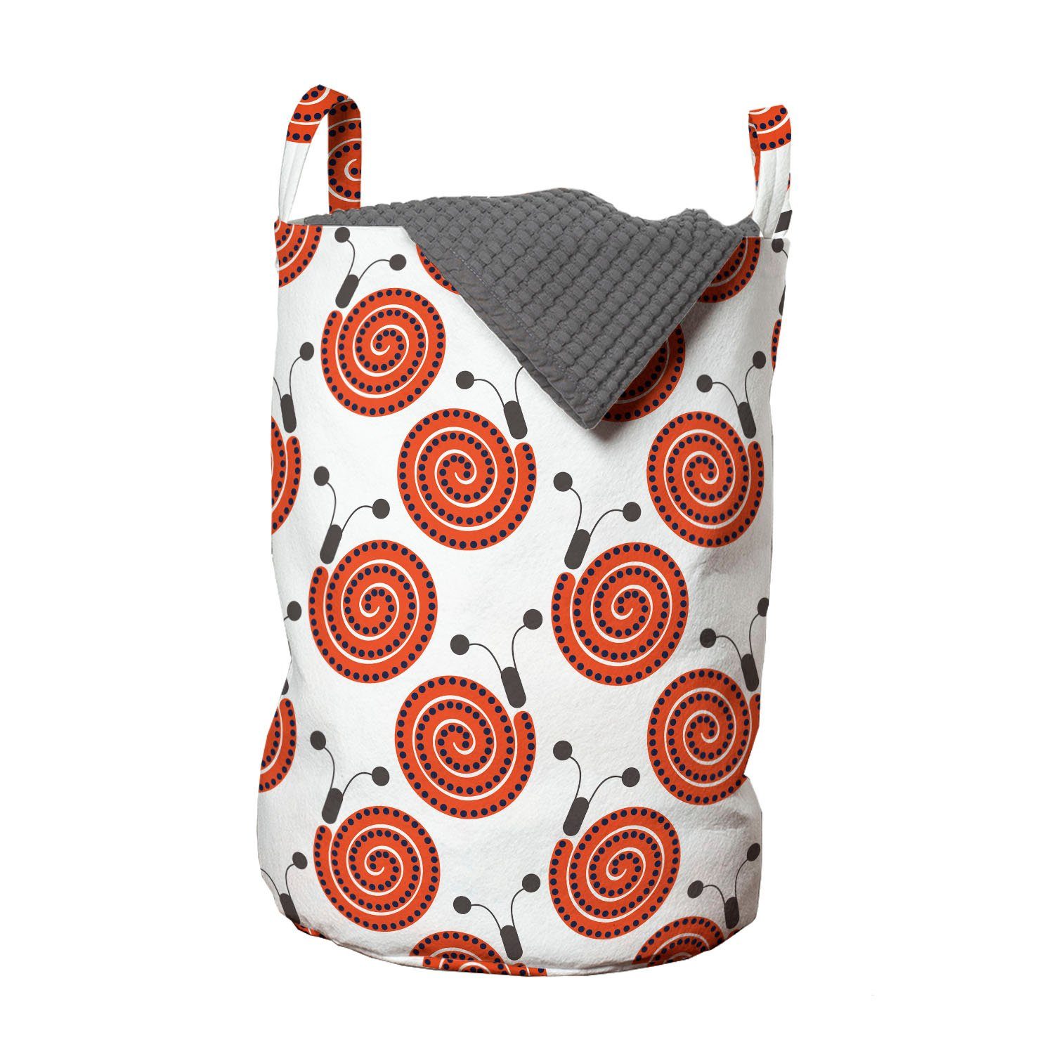 Abakuhaus Wäschesäckchen Wäschekorb mit Griffen Kordelzugverschluss für Waschsalons, Schnecke Kindisch Stil Wald Insekten | Wäschesäcke
