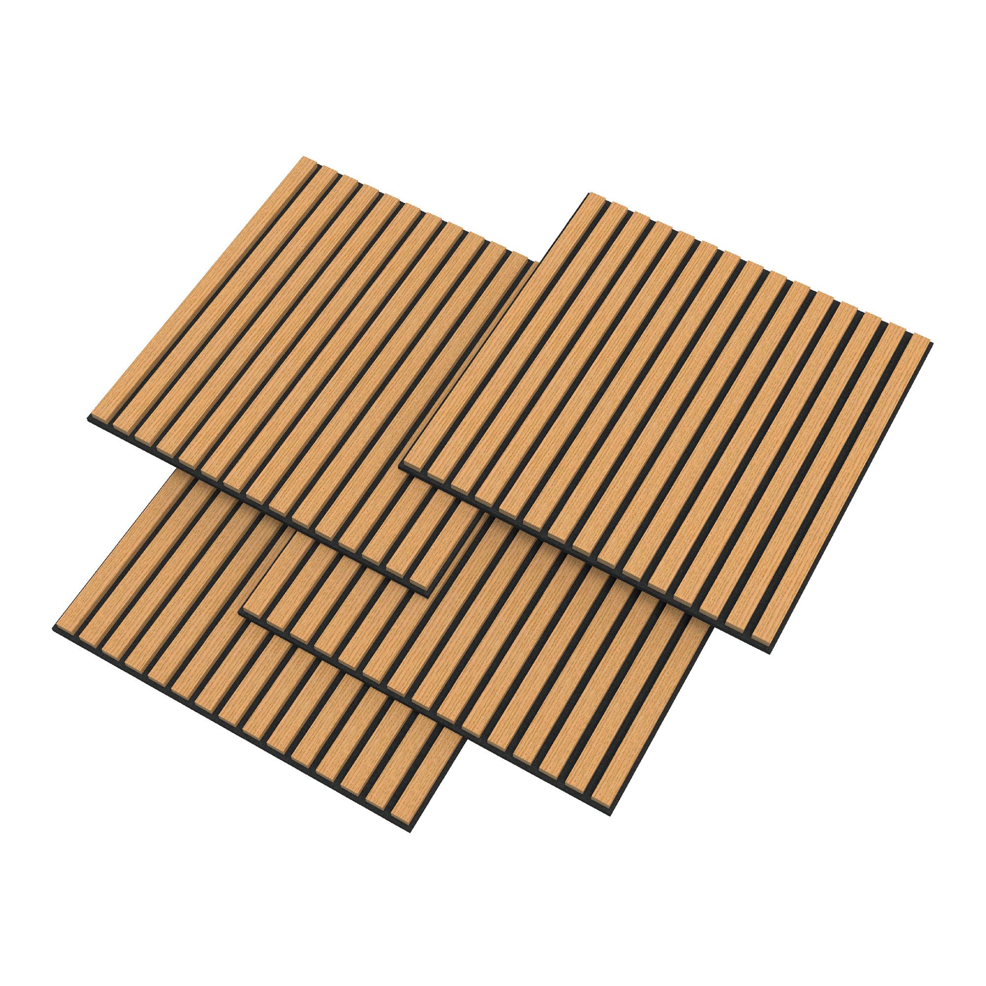 neu.holz 3D Wandpaneel, BxL: 60x60 cm, (Set, 4-tlg) »Vang« mit geradlinigen Lamellen 60x60 cm Eichenoptik, dunkel
