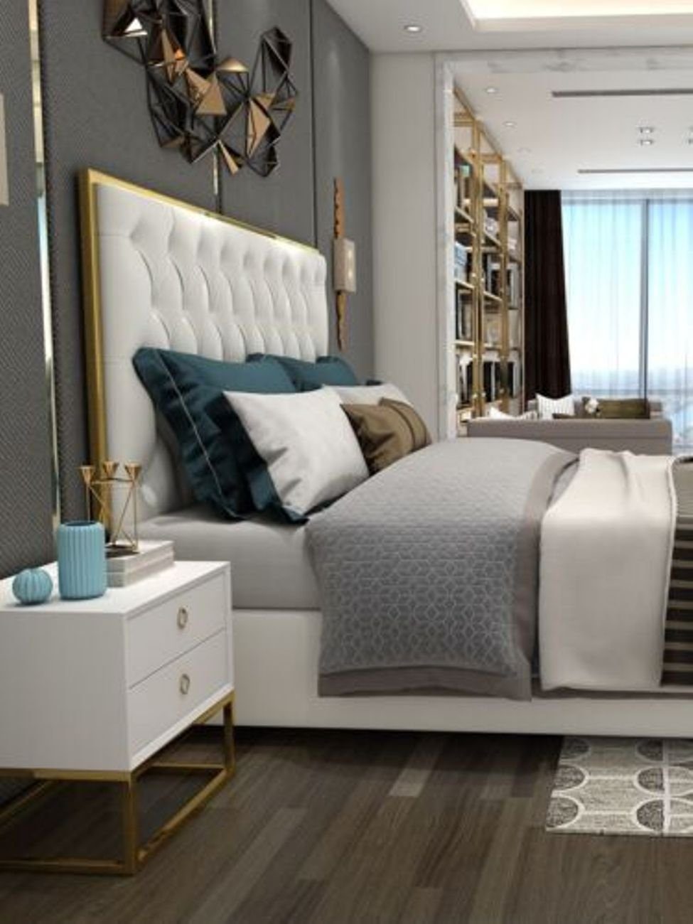Chesterfield Lederbett, JVmoebel Hotel Luxus Bett 180x200cm Zimmer Schlaf Betten Design