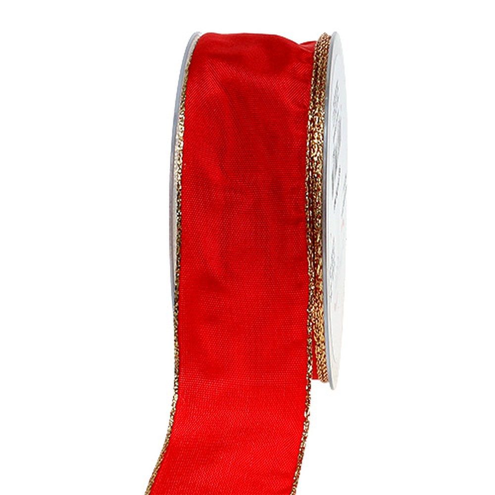 Dekoband Rotes Seidenband Goldkante 40mm 25m Geschenkband Weihnachten