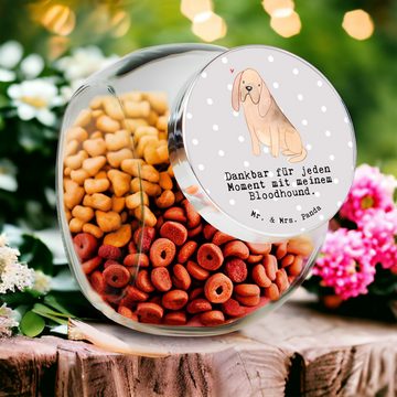 Mr. & Mrs. Panda Vorratsglas L 870ml Bloodhound Moment - Grau Pastell - Geschenk, Hundebesitzer, L, Premium Glas, (1-tlg), Attraktives Design