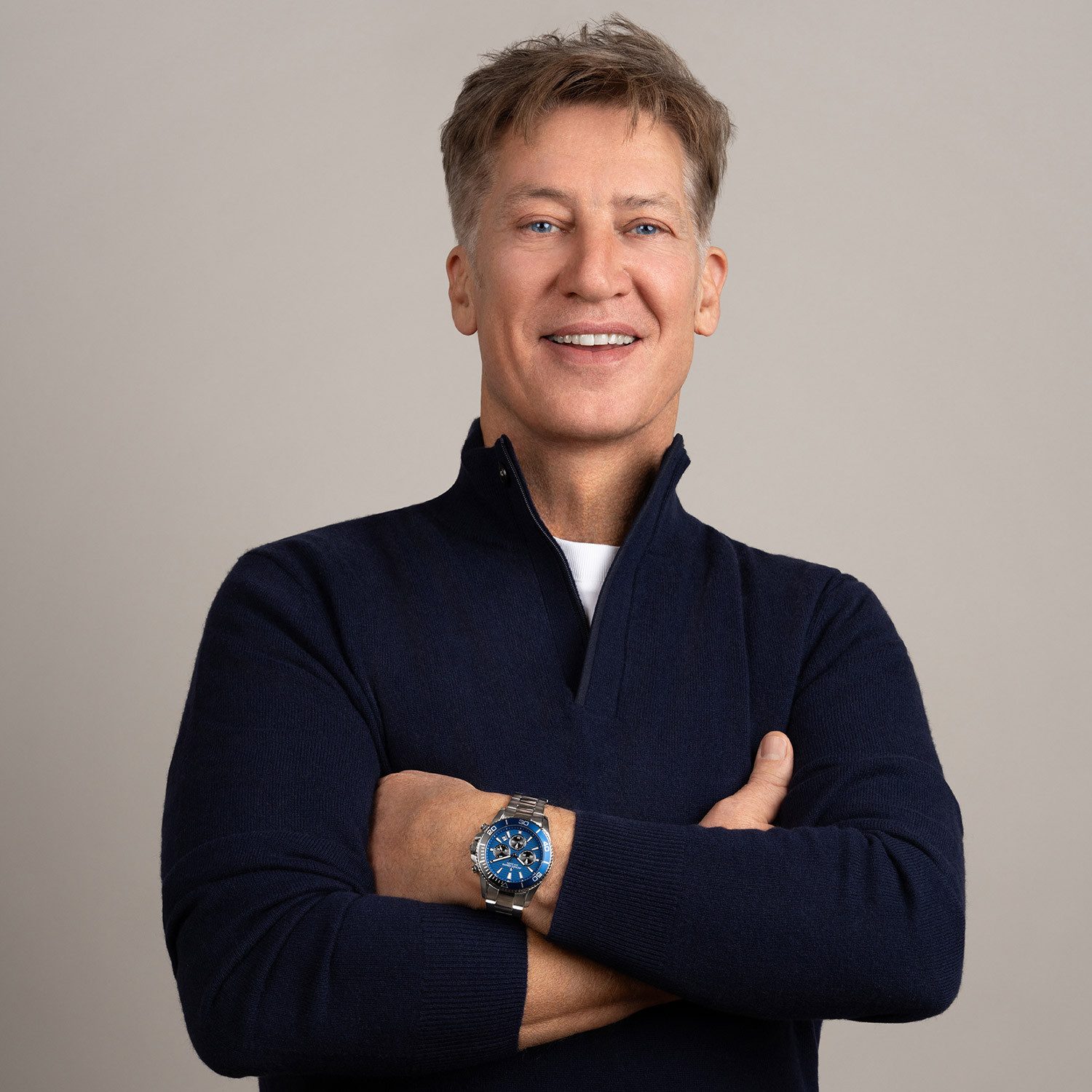 Jacques Lemans Taucheruhr für Taucher Chronograph Edelstahl/Blau