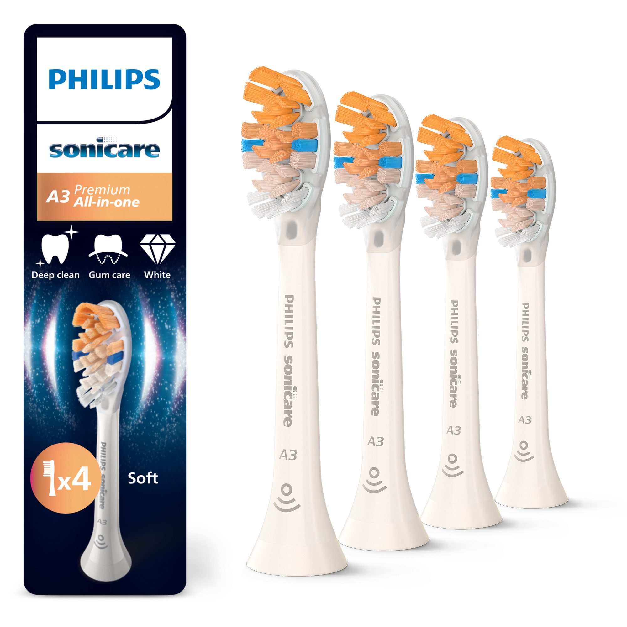 Philips Sonicare Щітки A3 Premium All-in-One, für eine gründliche Gesamtreinigung, für jedes Sonicare Handstück