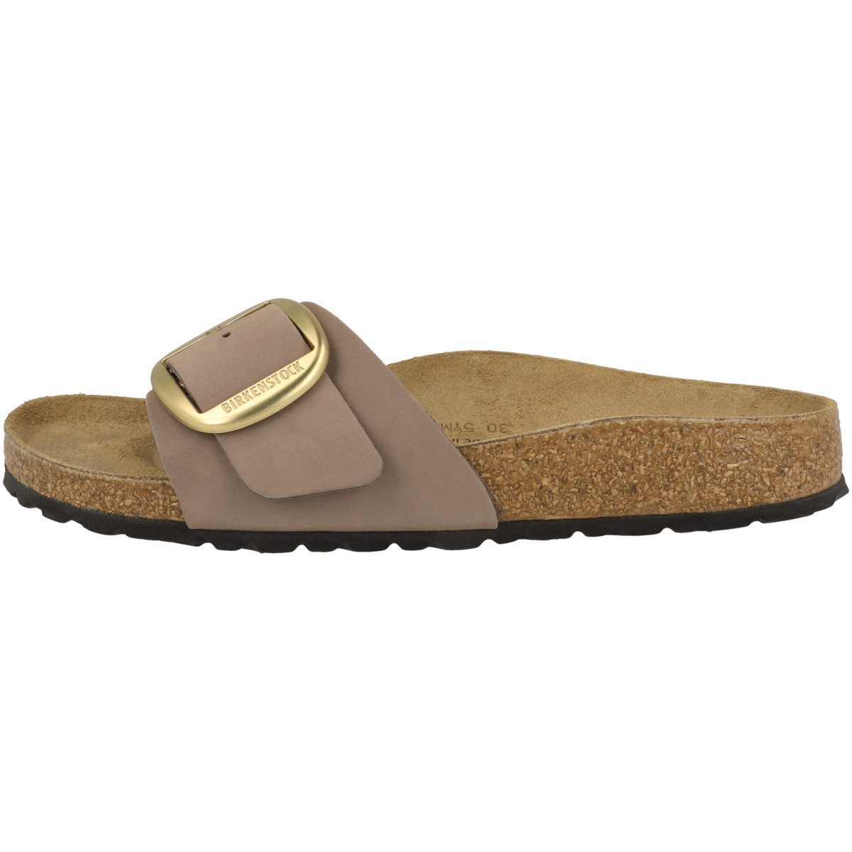 Madrid Big Buckle Nubukleder schmal Damen Pantolette