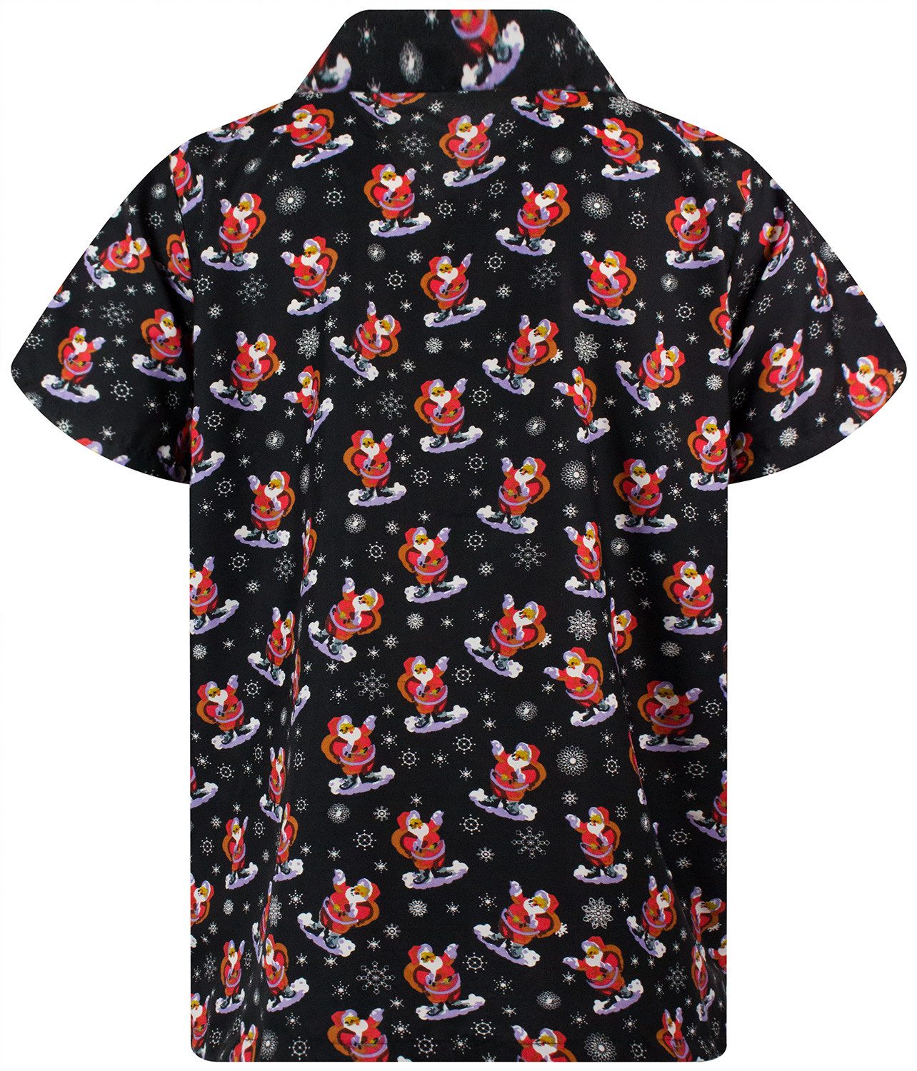 King Kameha Hawaiihemd Christmas Snow Cloud Santa Funky Hawaii-Hemd Kurzarm Front-Tasche