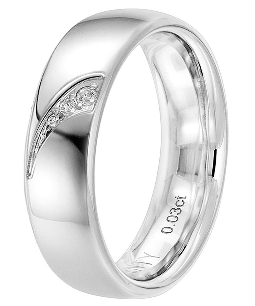 VIVENTY by Adler Silberring Damenring 925 Silber mit 3 Diamanten Verlobungsring Partner