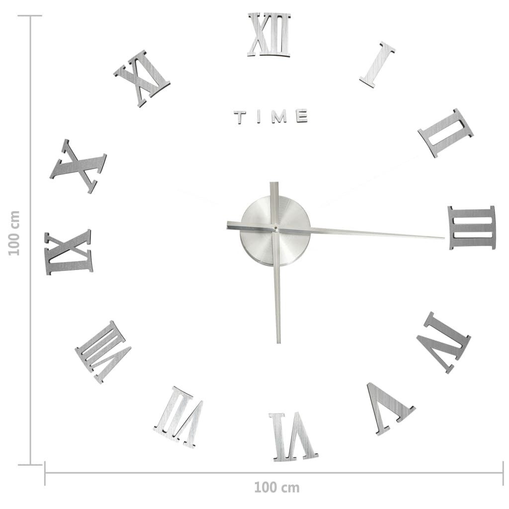 furnicato Uhr Extragroße 3D-Wanduhr Silber 100 cm mit DIY-Größe (Glänzende Zeigeruhr aus EVA mit anpassbarer Größe für das Wohnzimmer) – Bild 5 von 5