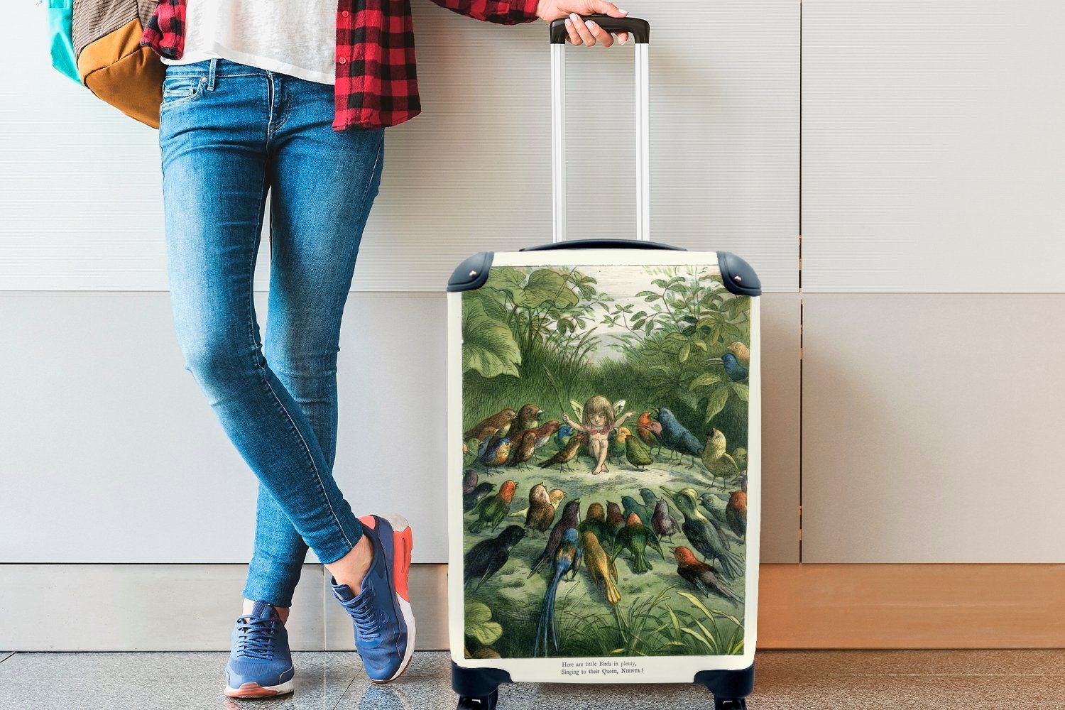 Vogeldruck für Handgepäckkoffer Trolley, mit Reisekoffer Elf, Ferien, Reisetasche 4 Antiker MuchoWow rollen, Handgepäck Rollen,