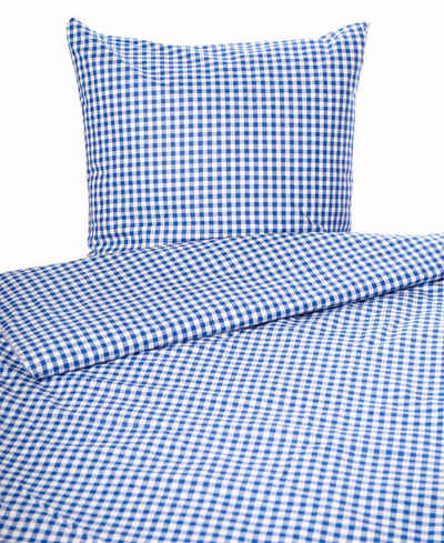 Bettwäsche im Landhaus Karo mit Reißverschluss 100% Baumwolle, TextilDepot24, mit Reißverschluss