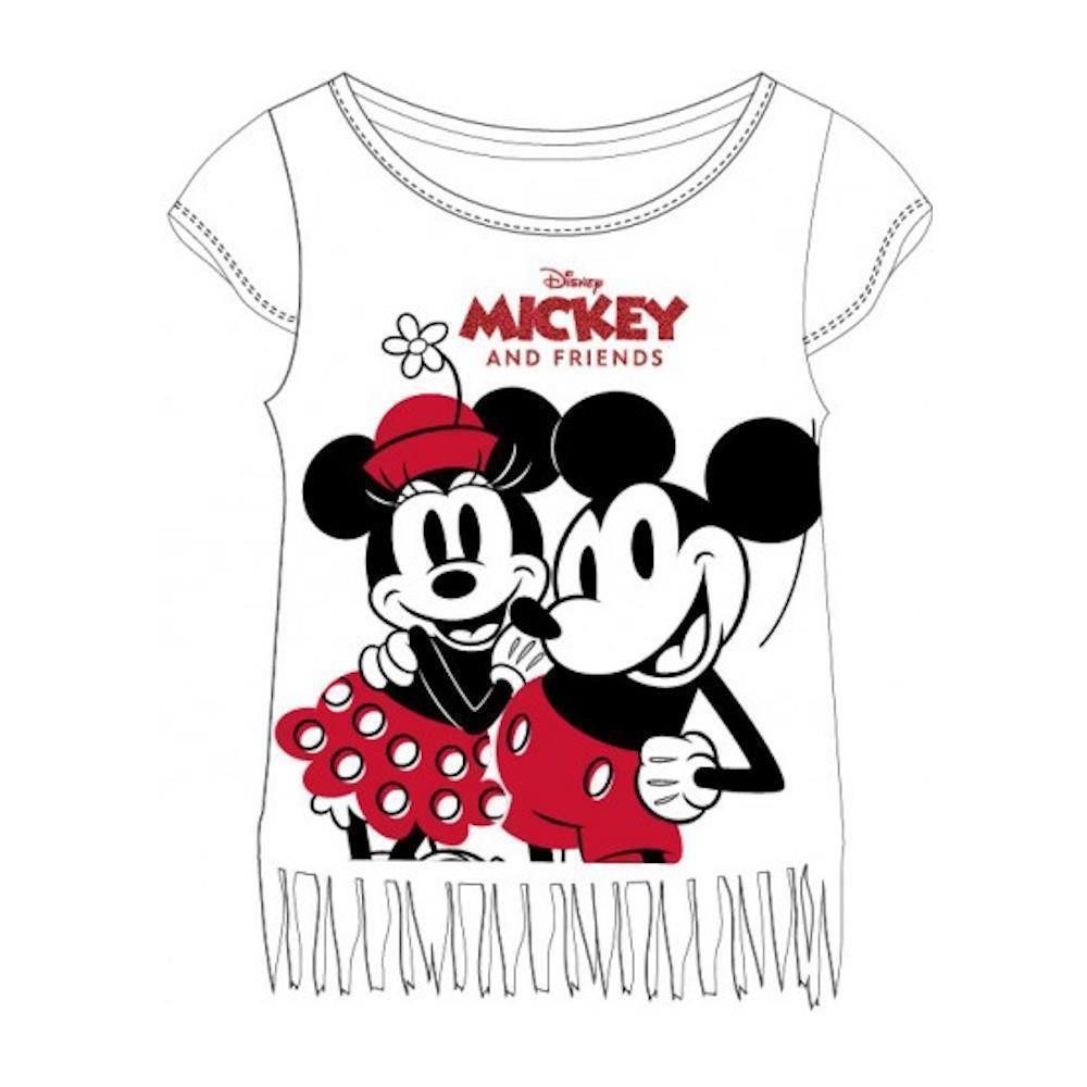 T-Shirt Mickey & Minnie Mouse Kurzarm-Shirt mit Franzen für Mädchen, Leicht