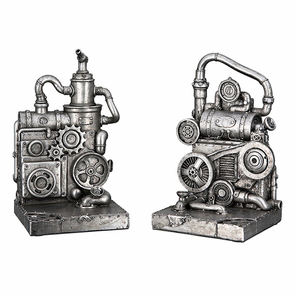 mit Buchstützen Motiv Buchstütze unterschiedlichem Buchstütze Dampfmaschine GILDE 2 (2er 2 Machine Set, Motiv), St., Steampunk