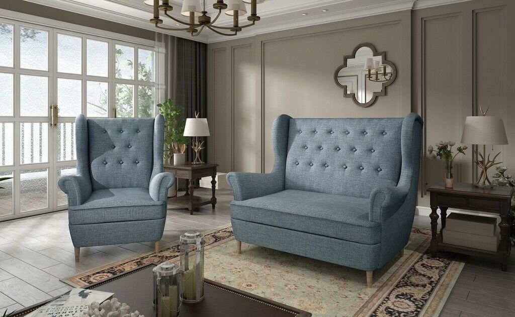 Graue Chesterfield Couch in Polstermöbel Sofa Europe Sofagarnitur, Made Polster 2+1 JVmoebel Sitzer