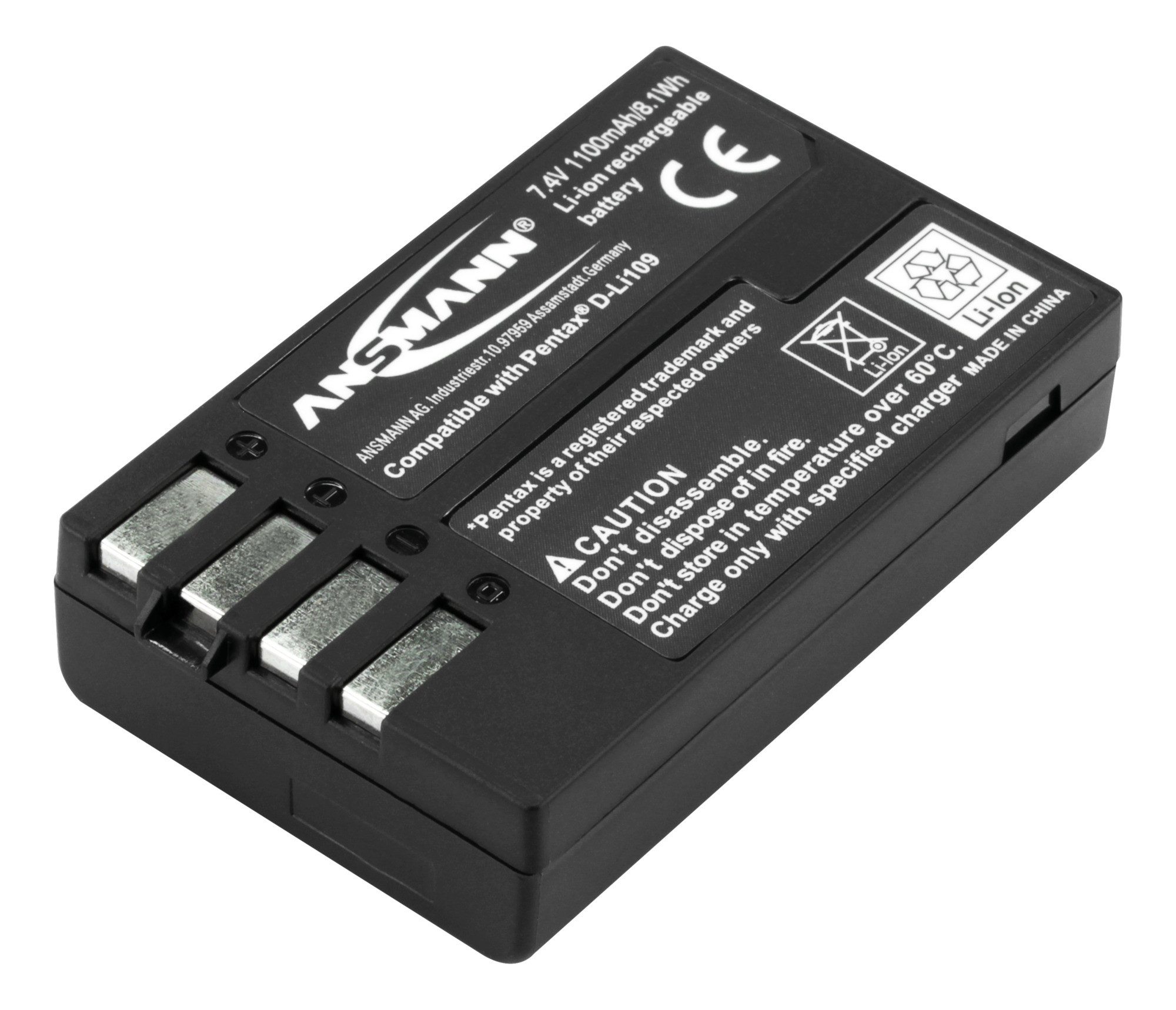 ANSMANN AG Li-Ion Akku A-Pen D-Li 109 7,4V, 1100mAh, für Foto & Digitalkameras Akku 1100 mAh (7.4 V)