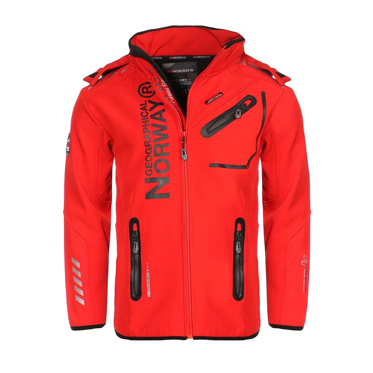 Geographical Norway Softshelljacke Geographical Übergangsjacke, Norway G-River abnehmbarer by Herren Wander Jacke Kapuze, Sport Windbreaker, Softshelljacke mit leyoley Rot