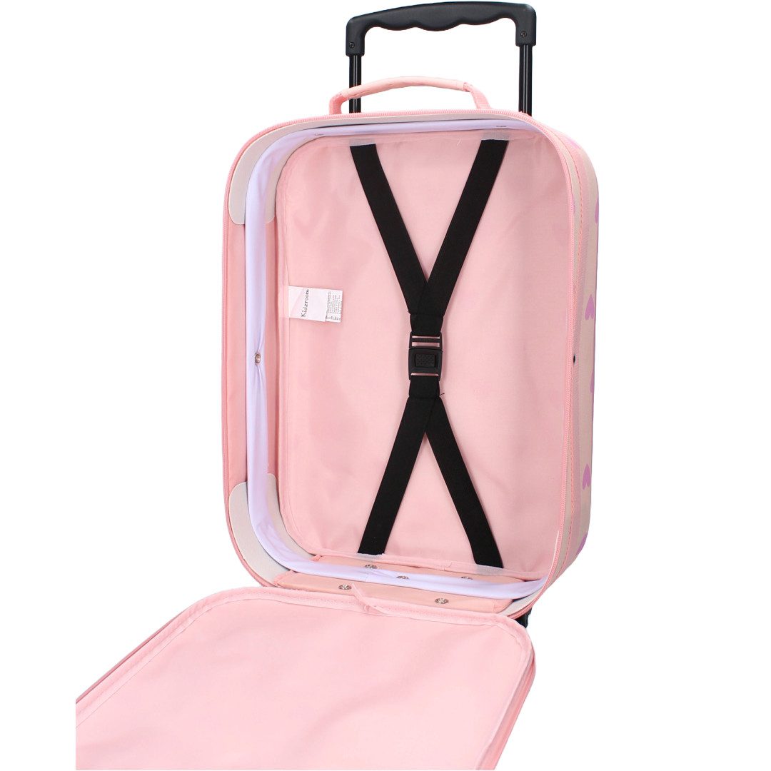 Kidzroom Kinderkoffer Kindertrolley Mädchen Trolly Trolley Koffer 15 L, nur 1 kg leicht, Außenmaße:48×32×14 cm, Innenmaße:42×32×11 cm
