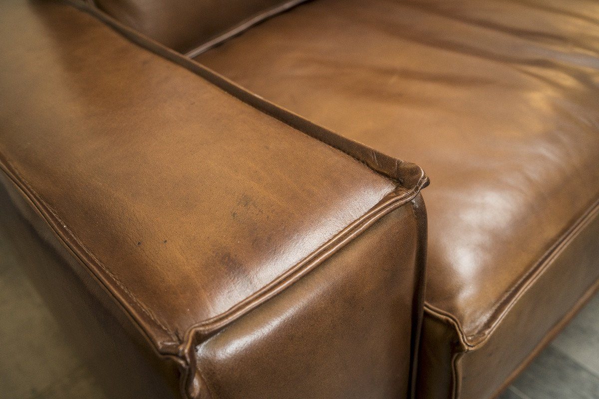 Padrino Büffelleder Casa Braun Vintage Sofa Lounge Luxus Leder - Luxus Möbel Couch Echtleder Loungesofa Wohnzimmer
