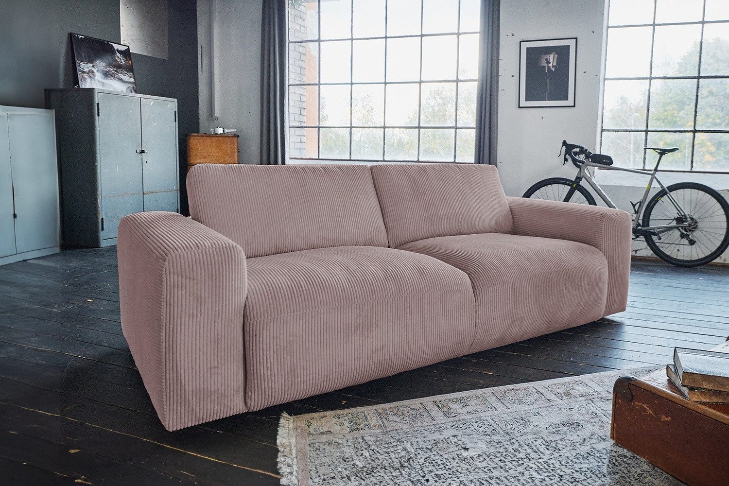 KAWOLA Sofa BODHI Cord Couch - Gemütlichkeit - Wohnzimmer Sofa - 3 Sitzer, Modernes Sofa für Drei, hochwertiger Bezug, toller Sitzkomfort