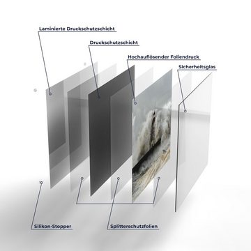 DEQORI Herdblende-/Abdeckplatte 'Leuchtturm bei Sturmflut', Glas, (1 tlg), Glas Herdabdeckplatte Ceranfeld Herd
