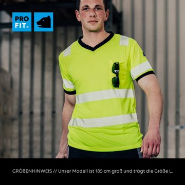 PRO FIT by Fitzner T-Shirt Warnschutz, Neon Gelb - Grau, (1, Stück) Warnschutzkleidung, Weich, Komfortabel, Hohe Sichtbarkeit