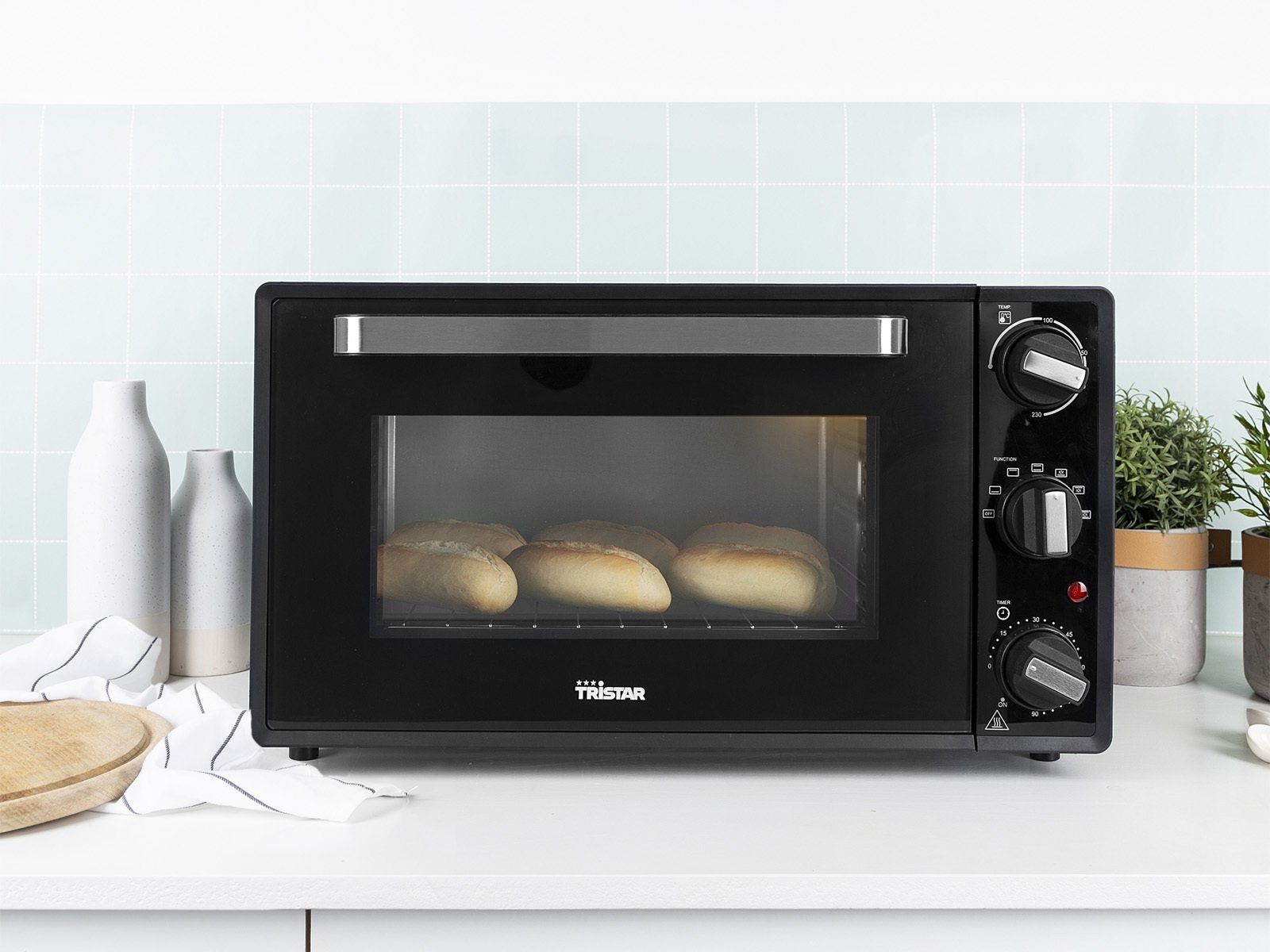 Tristar Minibackofen, Kleiner 38L Tisch-Backofen Mini-Ofen mit Umluft & Timer Pizzabackofen