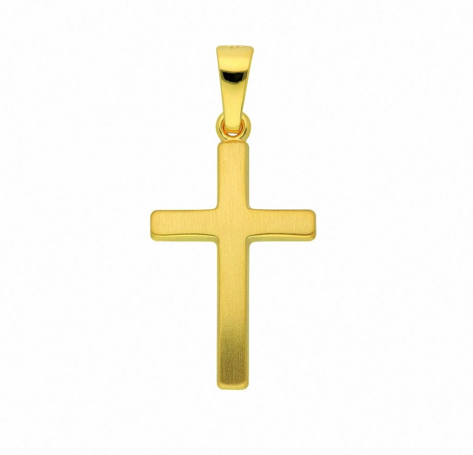 Adelia´s Kette mit Anhänger 585 Gold Kreuz Anhänger, Schmuckset - Set mit  Halskette, Maße des Anhängers - Breite 12,4 mm - Höhe 18,5 mm