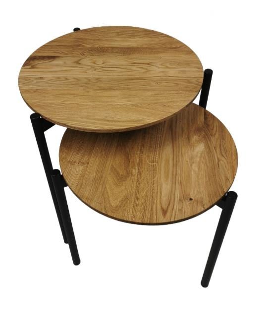 andas Couchtisch Kotka (Im Set zwei Couchtische), Tischplatte aus massiver Eiche, Beingestell aus Metall