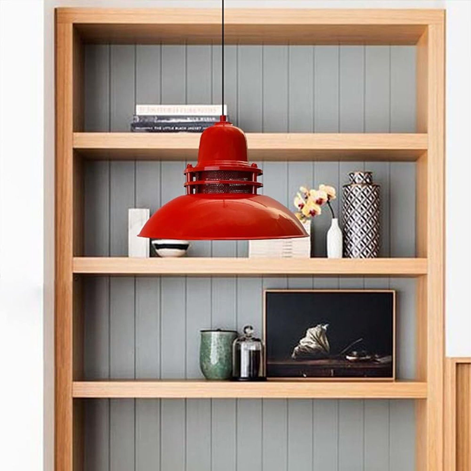 Bamyum Pendelleuchte Bamyum Hängelampe Metall Ø34 cm E27 Retro Lampe, ohne Leuchtmittel