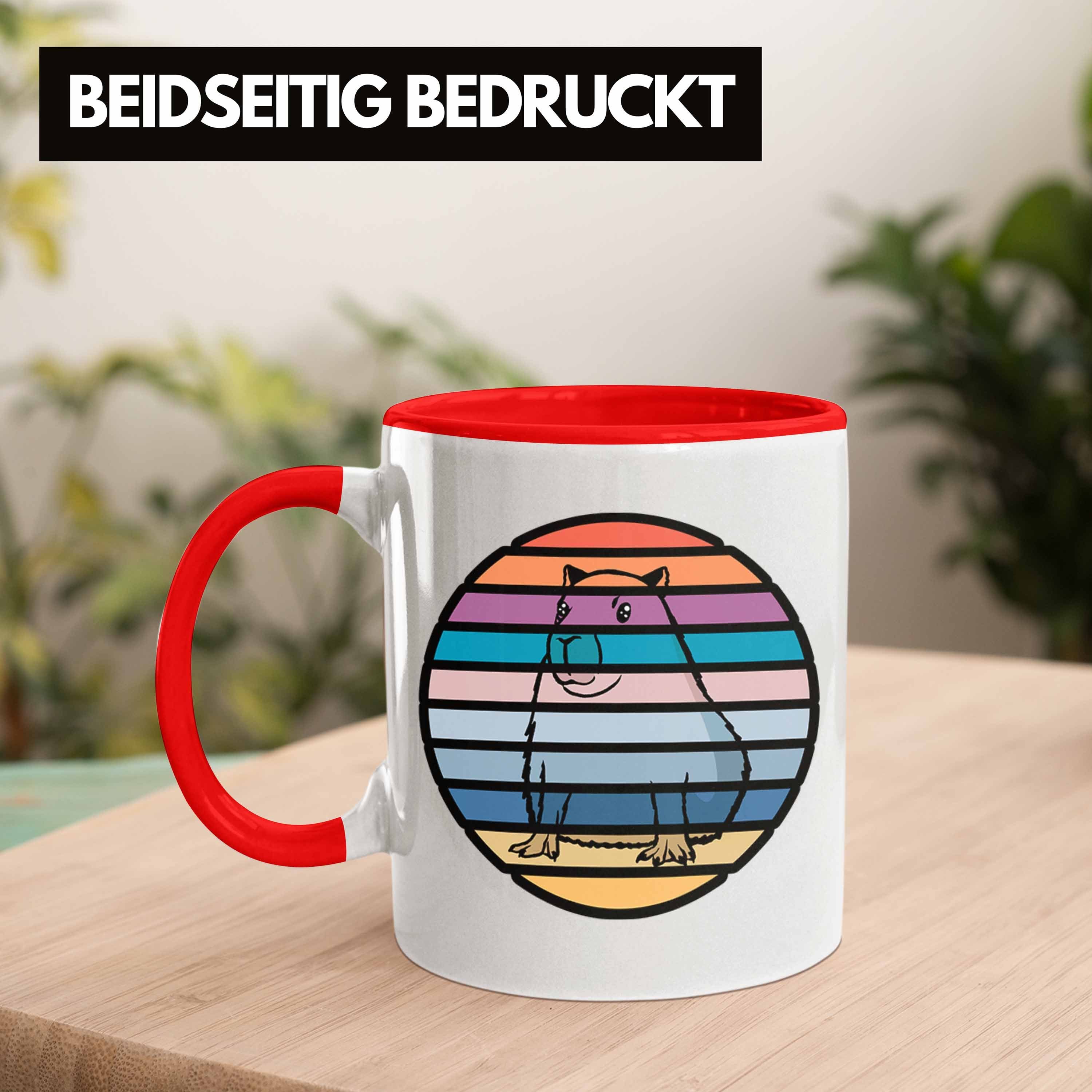 Trendation Tasse Tasse mit Capybara-Motiv Rot Capybara für Liebhaber Geschenk Geschenkidee