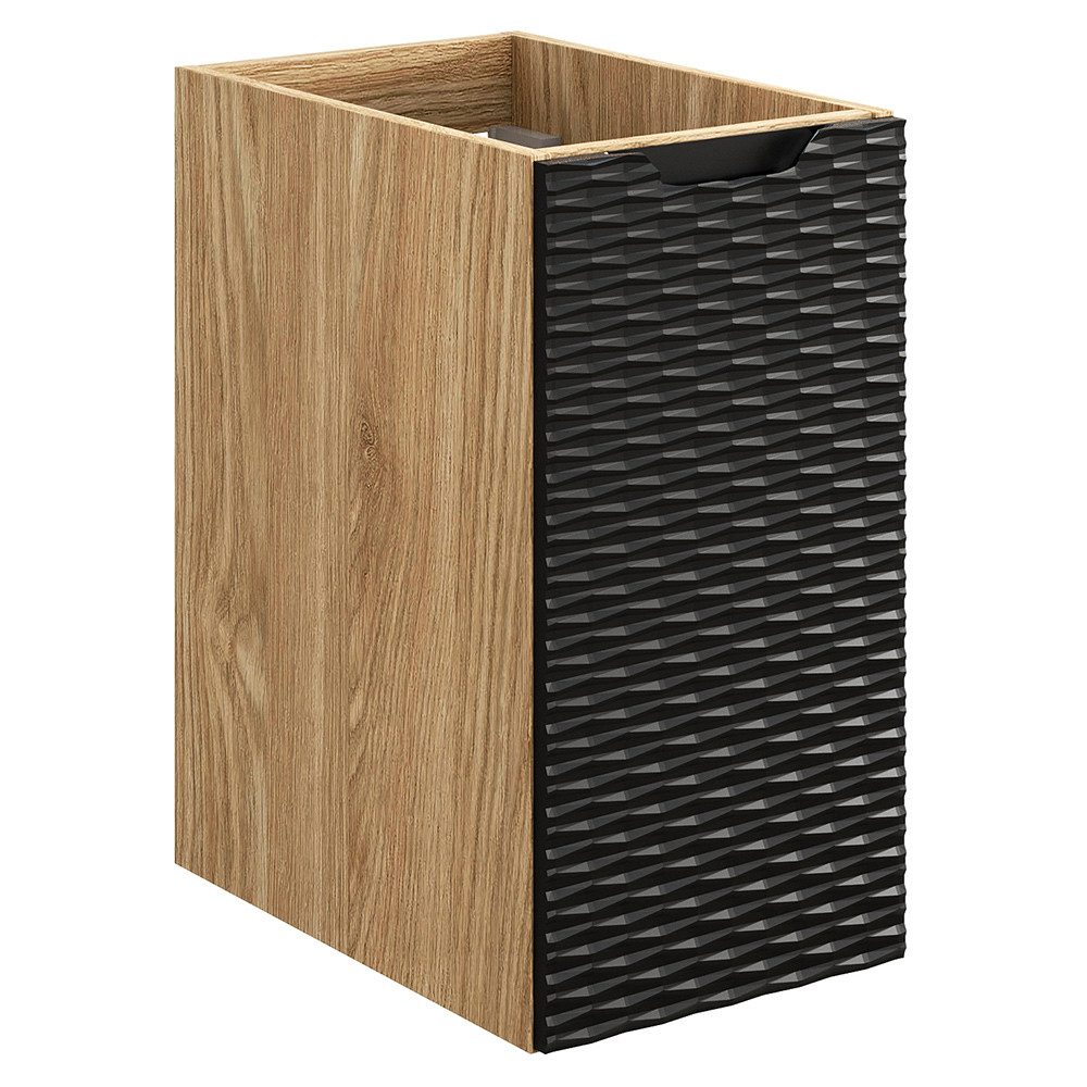 Lomadox Unterschrank OLUO-56-BLACK Badkommode, Eiche mit schwarz, 3D-Struktur