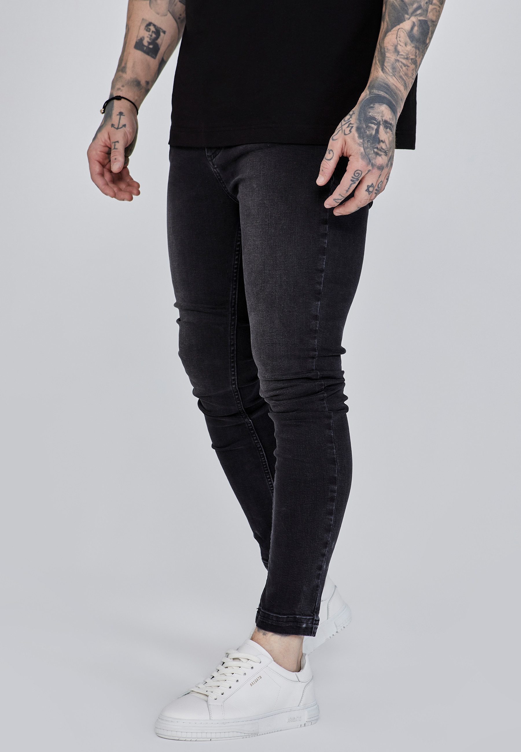 Siksilk Skinny-fit-Jeans SikSilk Herren Gewaschene Schwarze Skinny Jeans günstig online kaufen