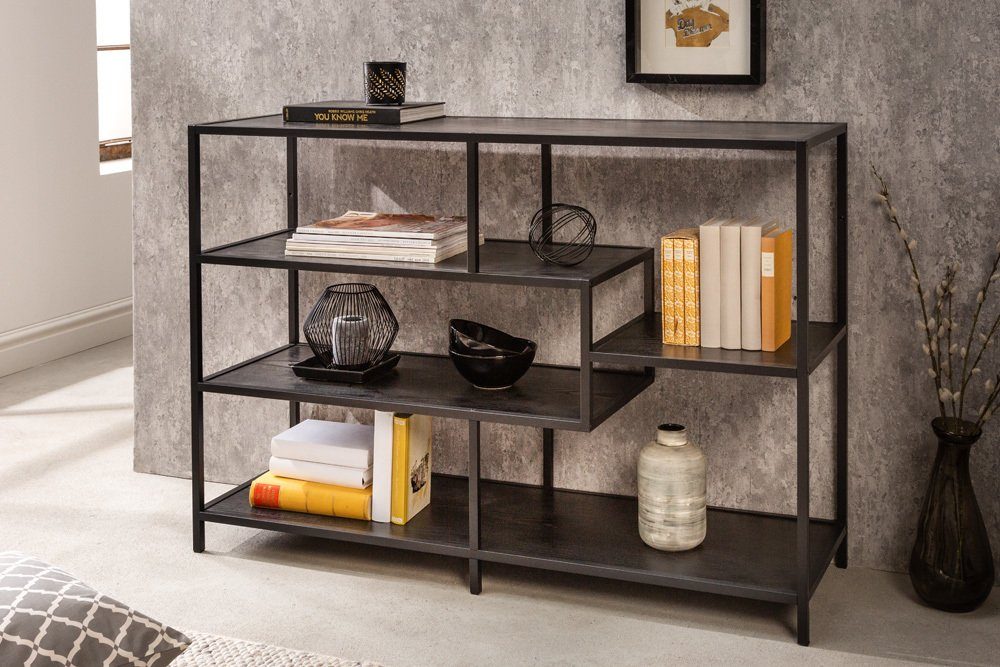 riess-ambiente Standregal SLIM LINE 114cm schwarz, Einzelartikel 1-tlg., Wohnzimmer · Holzwerkstoff · Metall · mit Ablage · Industrial