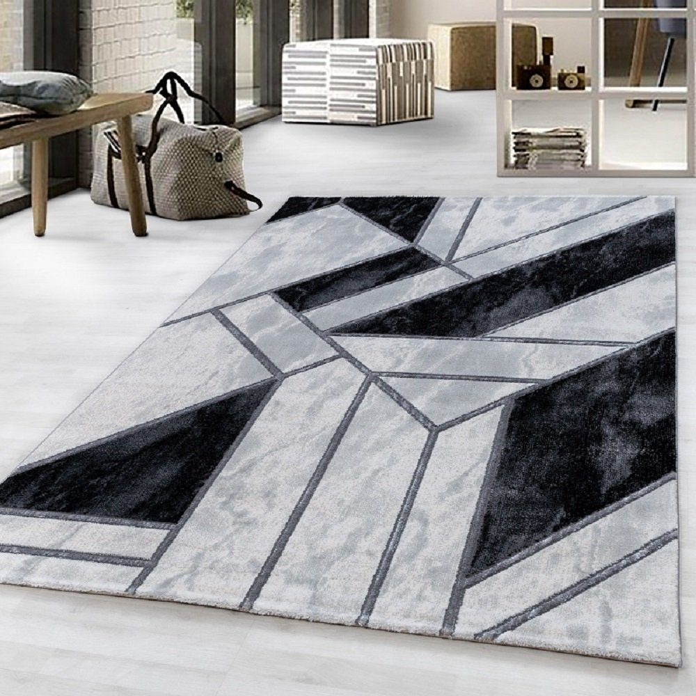 Teppich Marmoroptik Teppich, edel und chic, für Büro, Wohnzimmer,Schlafzimmer, Giantore, rechteck Silber