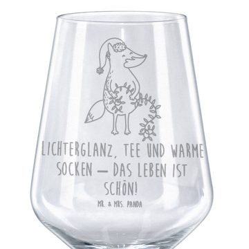 Mr. & Mrs. Panda Rotweinglas Fuchs Weihnachten - Transparent - Geschenk, Hochwertige Weinaccessoir, Premium Glas, Luxuriöse Gravur