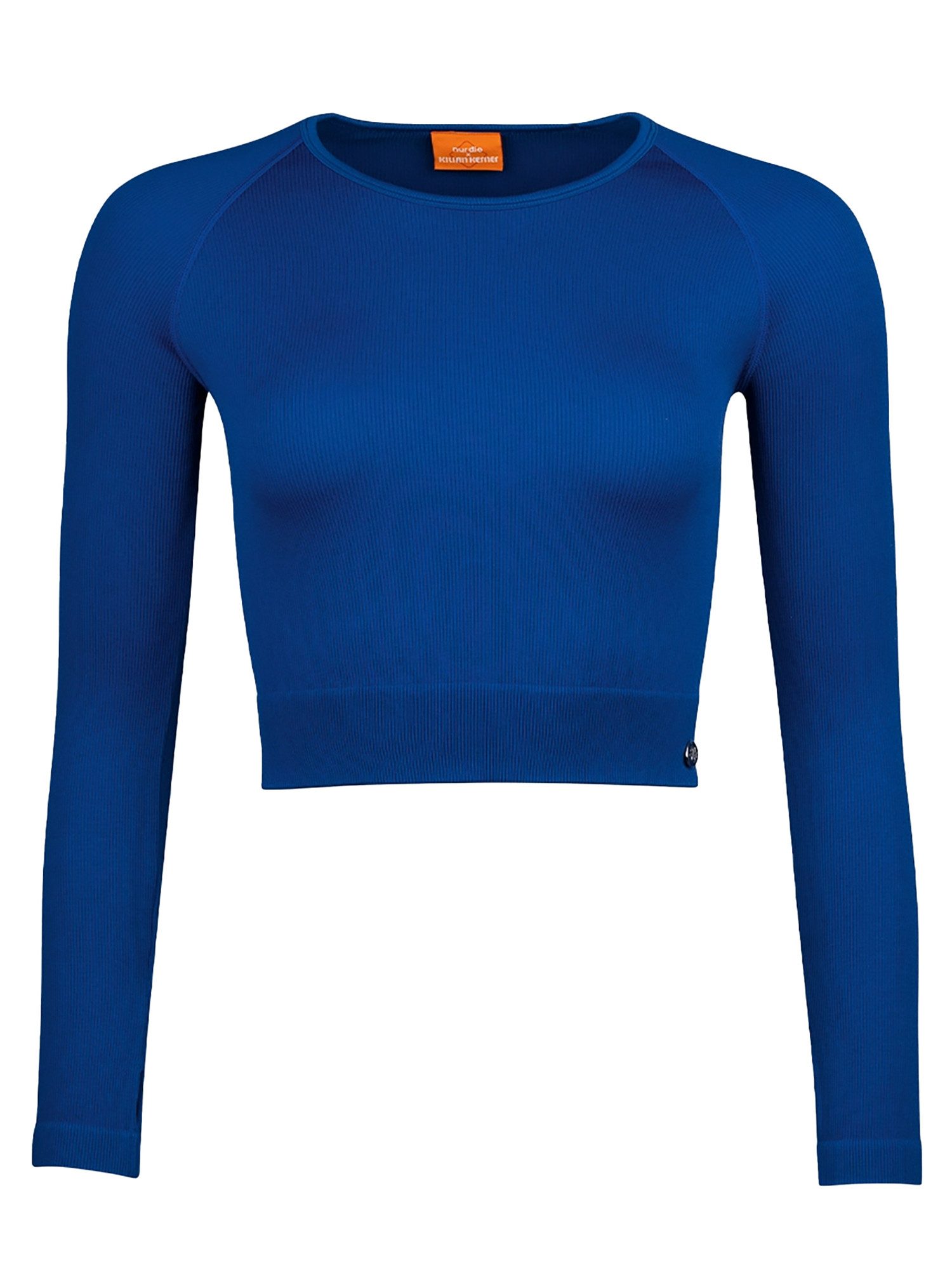 Nur Die Crop-Top NUR DIE x Kilian Kerner Damen Crop Top in Ripp-Optik mit Daumenlöchern Gym - Oberteil - Yoga - Sportshirt - Longsleeve - U-Ausschnitt