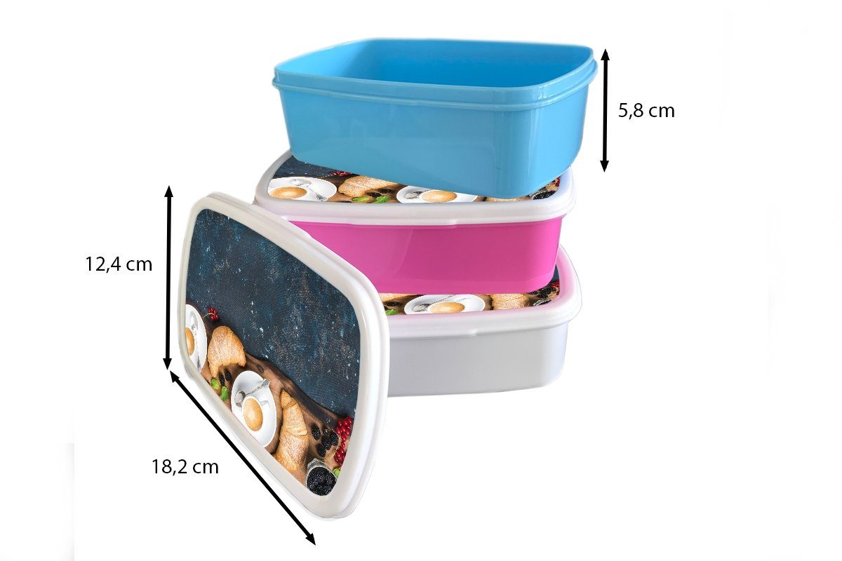 - Snackbox, - für Küche, Kaffee Brotbox Mädchen, (2-tlg), Croissant Brotdose MuchoWow Obst Kunststoff rosa Erwachsene, - Lunchbox Kunststoff, Kinder,