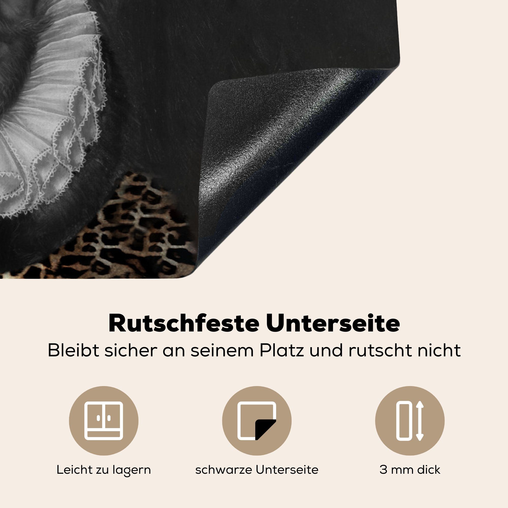 Ceranfeldabdeckung küche, von für cm, tlg), Oranien Pantherdruck Wilhelm Kunst, Vinyl, - die Schutz (1 Herdblende-/Abdeckplatte MuchoWow 81x52 - Induktionskochfeld